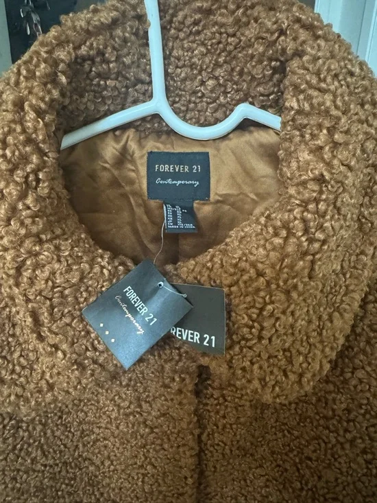 FOREVER 21 Teddy Sherpa Jacket - Rust Brown Women’s Coat SiZE XL - Picture 6 of 6